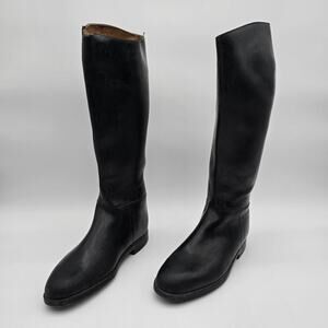 Aigle Black tall leather lined waterproof rain riding boots 41/9
